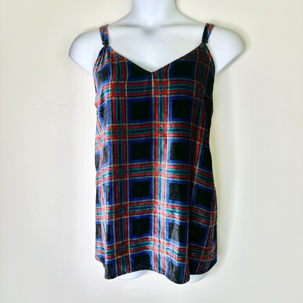 Torrid Cami Women 3X Navy Red Plaid Velvet Tunic Festive Preppy Cottage NWOT